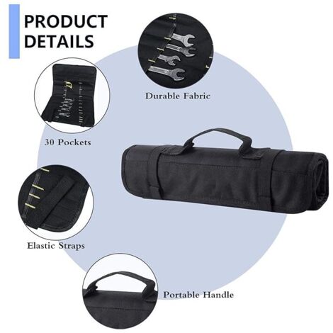 Panier De Nettoyage Pliable Avec Poignée | Boîte Organisateur Multi-Poches Pour Produits Ménagers, Jardin, Voiture - Noir - 4