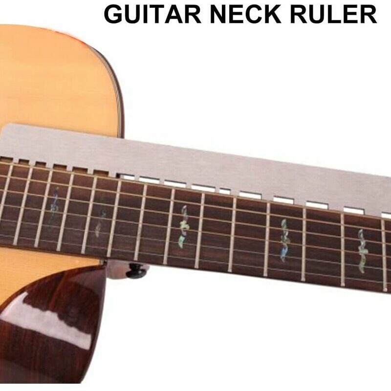 GABRIELLE Outil de luthier pour manche de guitare cranté à bord droit,  règle de manche de guitare en acier inoxydable, jauge de hauteur des cordes  pour frettes de guitare de 64 à
