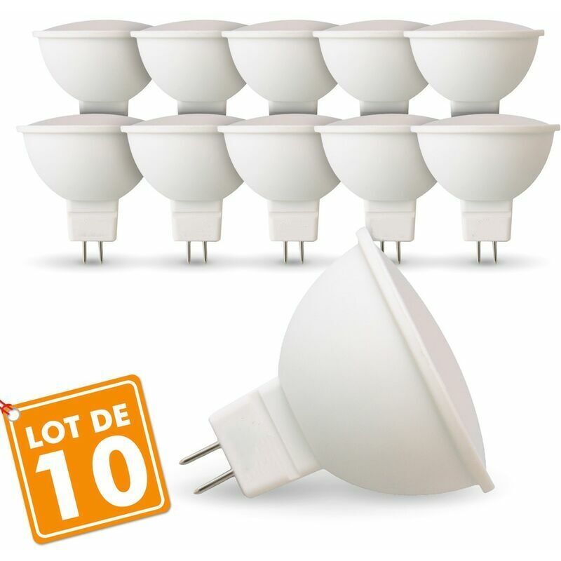 Lot de 10 ampoules LED GU5.3 5W (Eq. 32W) 6500K 110°