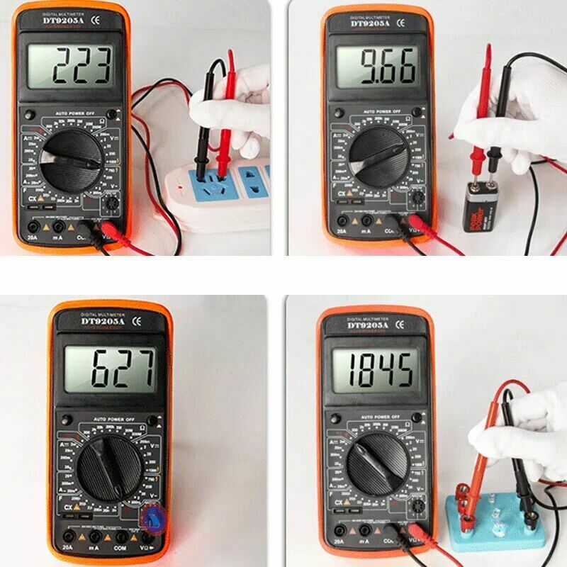 GABRIELLE Multimètre numérique portatif à affichage LCD, True RMS, courant  AC et DC, voltmètre, testeur de Transistor, Ohm, Diode de condensateur
