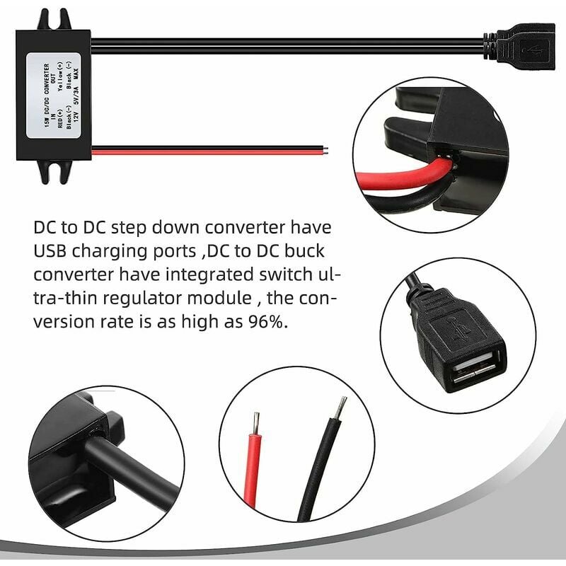 Allume-Cigare de Voiture USB vers 12V, Prise Femelle Step Up Prise de câble  USB vers 12V Câble de convertisseur Femelle adapté pour enregistreur de