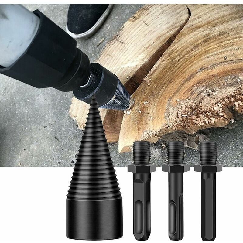 Foret à bois pour fendre le bois, Fendeuse de bûches de bois durable Foret  À vis de fendage De cône Outil de meulage de bois