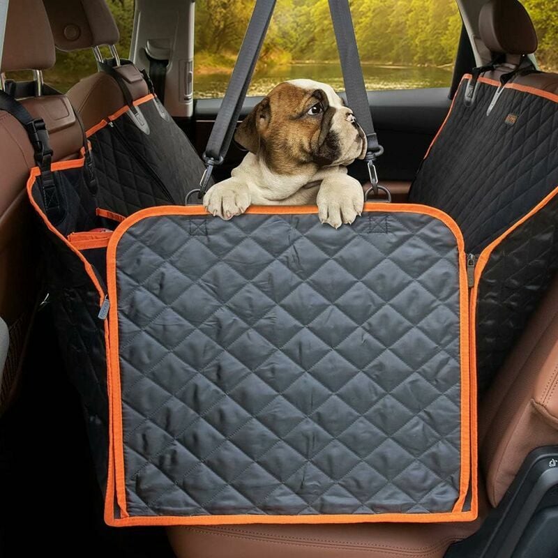 Housse de siège de voiture pour chien, imperméable et anti-rayures avec  fenêtre en maille, protection antidérapante pour siège arrière pour voiture/camion/SUV  – 54 x 58 
