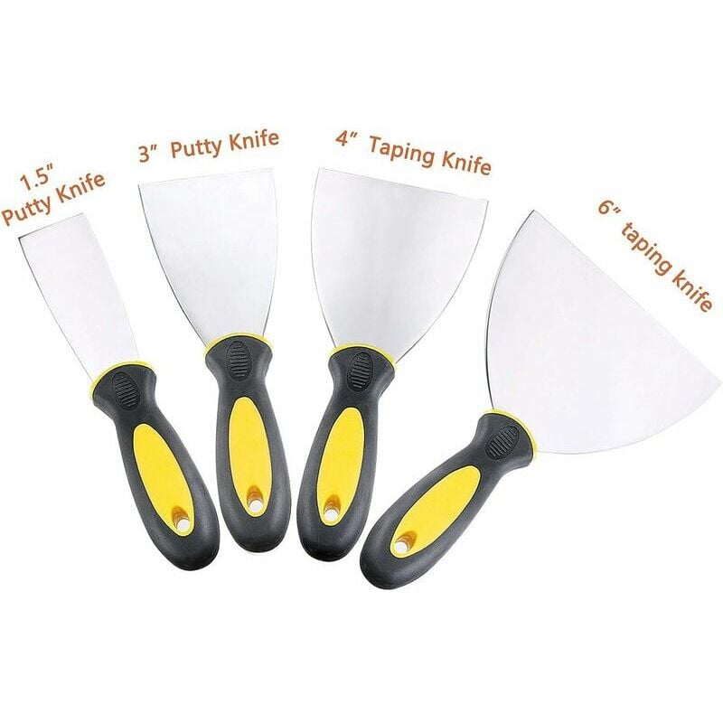 4 Pièces Set Spatule Acier Couteau à Enduire 5, 7.6, 10.2, 12.7cm Spatule  pour papier