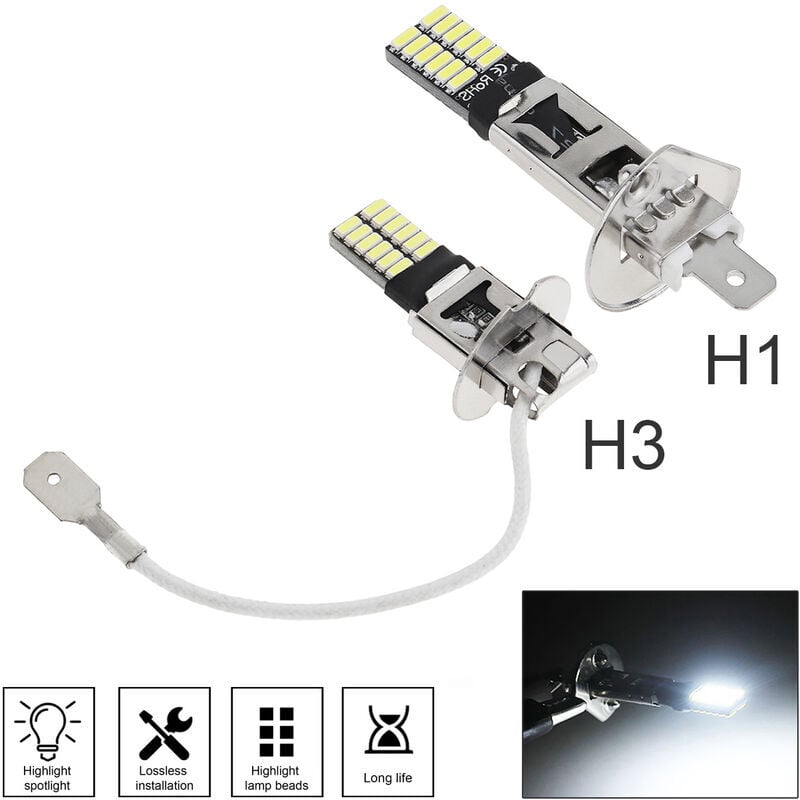 H11 H8 H9 LED ampoule antibrouillard DC 10-30V 6000K xénon blanc  remplacement super lumineux pour feux de jour de voiture DRL ou ampoule  halogène