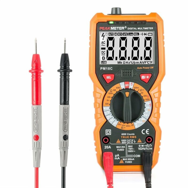 Pince Ampèremétrique Numerique AC/DC, 0-600A Multimetre Professionnel TRMS,  Mesu