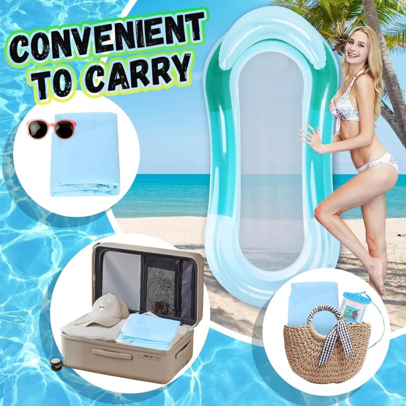 Matelas Gonflable Piscine Bleu Avec Appui-tête - 78x150cm, Capacité 210kg