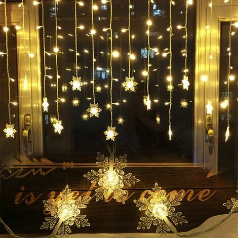 GABRIELLE Lot de 4 Guirlande Lumineuse Fenêtre Noël, 10 LED Rideau Lumineux  Blanc Chaud à Piles