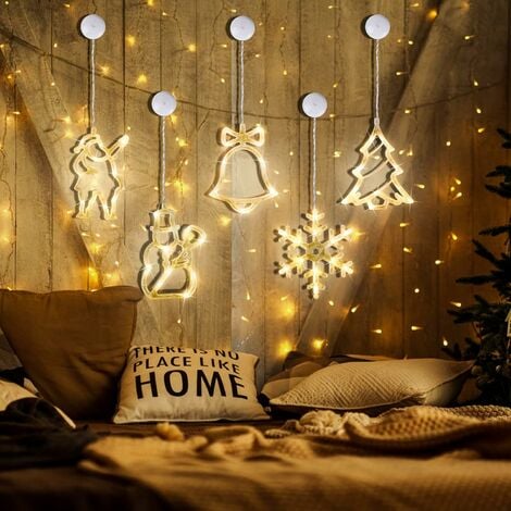 GABRIELLE Lumières LED de Noël, 6 Pièces Guirlande Lumineuse à LED avec  Ventouses, Lumière Pour Fenêtre