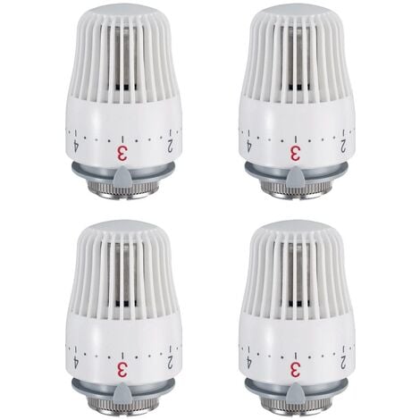 Heimeier Lot de 4 têtes de thermostat pour radiateur Type K, blanches