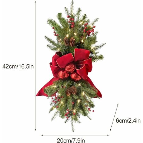 Guirlande Noël Forme Larme 50cm - Décoration Porte Avec Baies Blanches