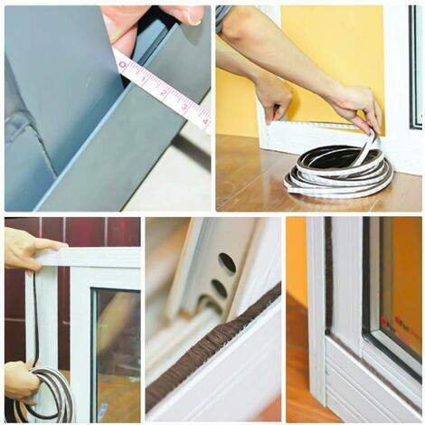 Joint de brosse de porte coulissante, 9 mm (b) x 23 mm (d) x 6m (l) joint  de fenêtre pour isolation acoustique de porte, volet isolant (gris)