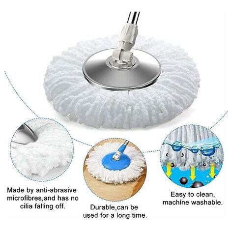 3pcs Mop Refill pour Vileda Spin And Clean Mop - Spin Mop Head Replacement  - Remplacement de tête de vadrouille en microfibre réutilisable lavable