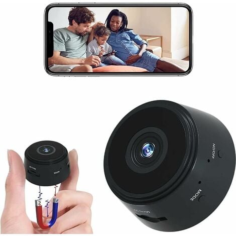 Mini caméra de surveillance HD sans fil HD1080P avec vision nocturne,  détection de mouvement, visualisation à distance, 32Go, noir