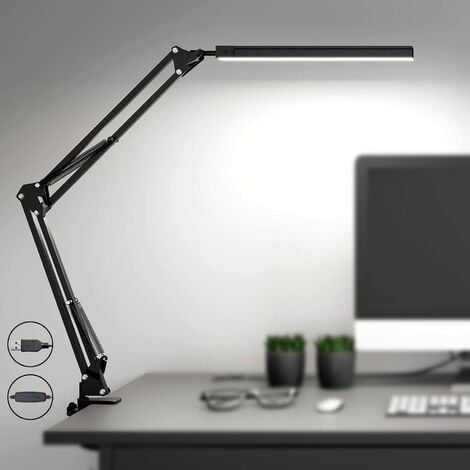 Lampe de bureau LED avec barre de serrage, lampe de bureau super longue 24  W à