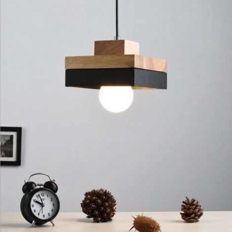 GABRIELLE Luminaire Suspendu Moderne Plafonnier Contemporain Vernis Blanc Luminaire Suspendu Lustre De Plafond Luminaire Suspendu En Bois Et Metal Suspension Carre Noir 81464794