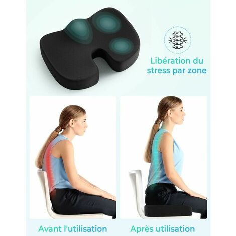 GABRIELLE Coussin Coccyx Coussin de Siège en Mousse à Mémoire Coussin Ergonomique pour Bureau Voiture Fauteuil Roulant