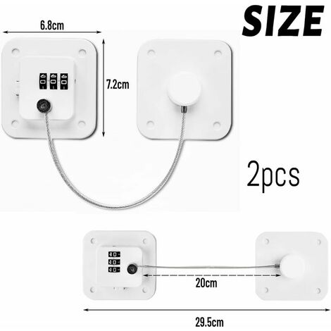 FUGLUS - 4 Serrures De Frigo Sécurisées Pour Enfants - Adhésif 3M Ultra-fort, Blanc & Noir - Sans Perçage