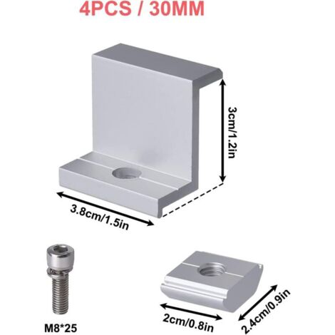 4 Pinces En Z Pour Panneaux Solaires 30 Mm - Alliage Aluminium Anodisé Noir - Fixation Latérale Toiture