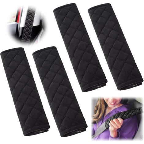 Lot De 2 Coussinets De Ceinture De Sécurité - Confort Voiture Voyage - Velours Doux - Gris, Noir, Beige