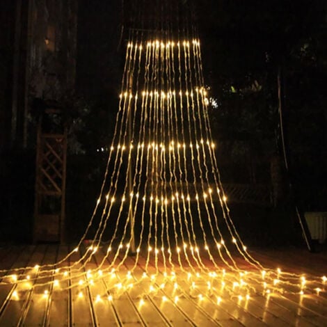 Guirlandes lumineuses Cascade LED Débit D'eau Effet De Neige Rideau Fée Suspendue Scintillant Débit D'eau Lumière pour Lampe Décor (3 × 2m,240leds,Blanc Chaud)