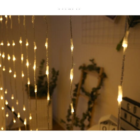 Guirlandes lumineuses Cascade LED Débit D'eau Effet De Neige Rideau Fée Suspendue Scintillant Débit D'eau Lumière pour Lampe Décor (3 × 2m,240leds,Blanc Chaud)