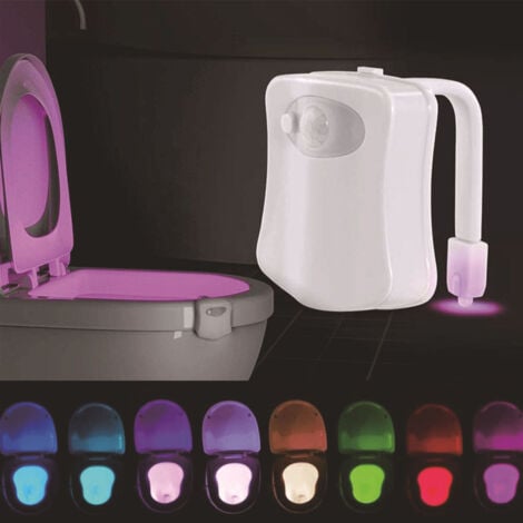 2 Pc Lampe Toilette Veilleuse LED Mouvement Détecteur Eclairage WC LED pour Salle de Bain Seau d'aisances,Cabinet,Lavabo Cuvette Siège 8 Couleurs Changement,Utilisation dans l'obscurité