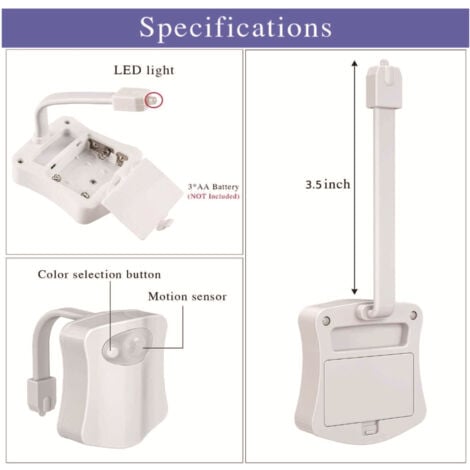 2 Pc Lampe Toilette Veilleuse LED Mouvement Détecteur Eclairage WC LED pour Salle de Bain Seau d'aisances,Cabinet,Lavabo Cuvette Siège 8 Couleurs Changement,Utilisation dans l'obscurité