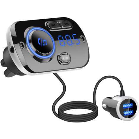 Transmetteur FM Bluetooth 5.0 Voiture - Charge Rapide USB/Type-C + Mains Libres - Compatible Autoradio