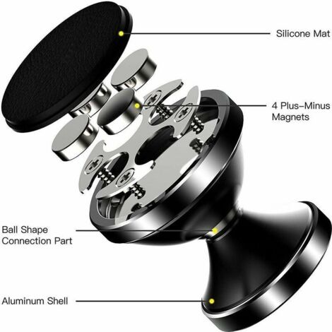Support Téléphone Voiture Magnétique - Rotation 360°, Crochet Spiralé - Compatible Toutes Les Aérations, Tous Les Smartphones