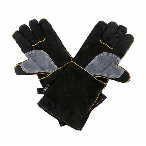 AOUCHI - Gants De Soudage Cuir De Vache - Manches Longues 35 Cm - Résistants à 1000°F - Taille M