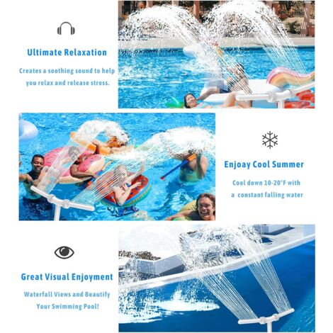 Fontaine Piscine Double Jet LED Fluorescent – Cascade Réglable 360° Pour Piscine Hors Sol Ou Enterrée, Refroidit L'Eau Et Crée Ambiance Relax