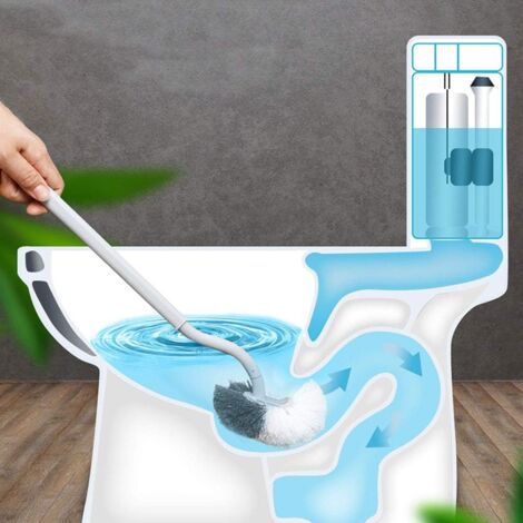 Brosse WC Incurvée X2 Avec Crochets - Tête Hémisphérique Pour Nettoyage Fond Cuvette, Facile à Ranger Et à Sécher