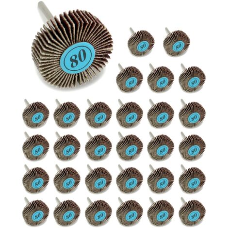 SJLERST 10pcs Roues à Feuillets Abrasif Meule De Polissage Disque De Meule à Lamelles En Papier Abrasif Avec Une Tige De 6mm Pour Brosse Poncage Perceuse Accessoires Polissage Bois 72016577