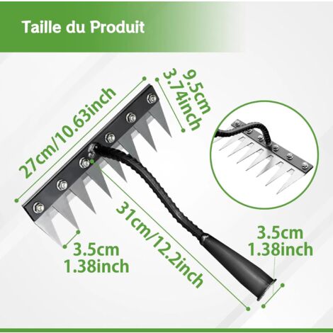Râteau De Jardin, Râteau À Main De Jardin En Acier Au Carbone, Râteau De Jardin En Métal Robuste