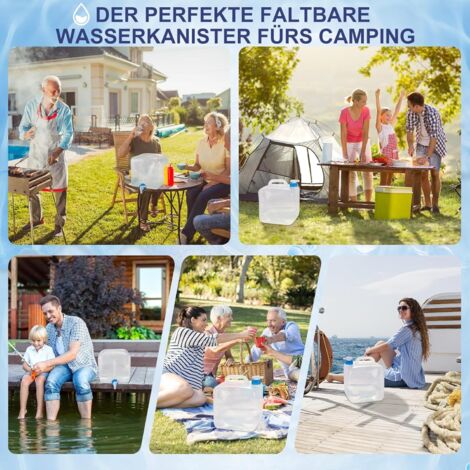 Fancysky 4 Pièces Bidons D'Eau Pliable Avec Robinet 2x5L + 2x10L - Sac Eau Camping Sans BPA