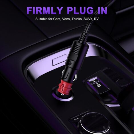 Câble 12v Réfrigérateur Portable Câble Alimentation 12V/24V 2m Pour Glacière Voiture - Prise Allume-Cigare Vers 2 Broches Avec Fusible 15A Rallonge Allume-cigare