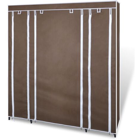 Armario de tela compartimentos y varillas marrón 45x150x176cm