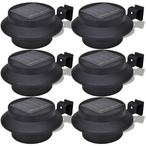 Set de lámparas solares de exterior para valla 6 piezas negro