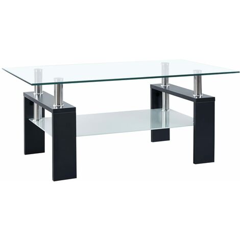  Mesa de centro de cristal para sala de estar, mesa de centro  moderna con tapa de vidrio templado negro blanco : Hogar y Cocina