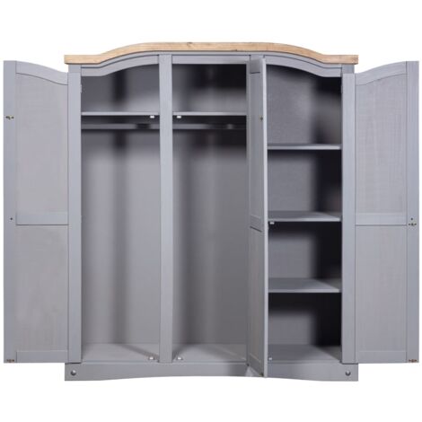 Armario madera de pino Mexicano estilo Corona gris 3 puertas