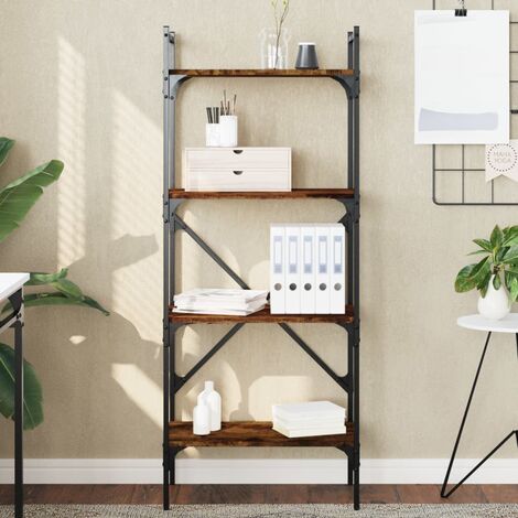  Estantería multifuncional de bambú con 4 estantes para colgar  plantas y flores, estante de almacenamiento, estantes de pared, estantes de  baño, estantes de libros, decoración del hogar, estante de baño, escalera 