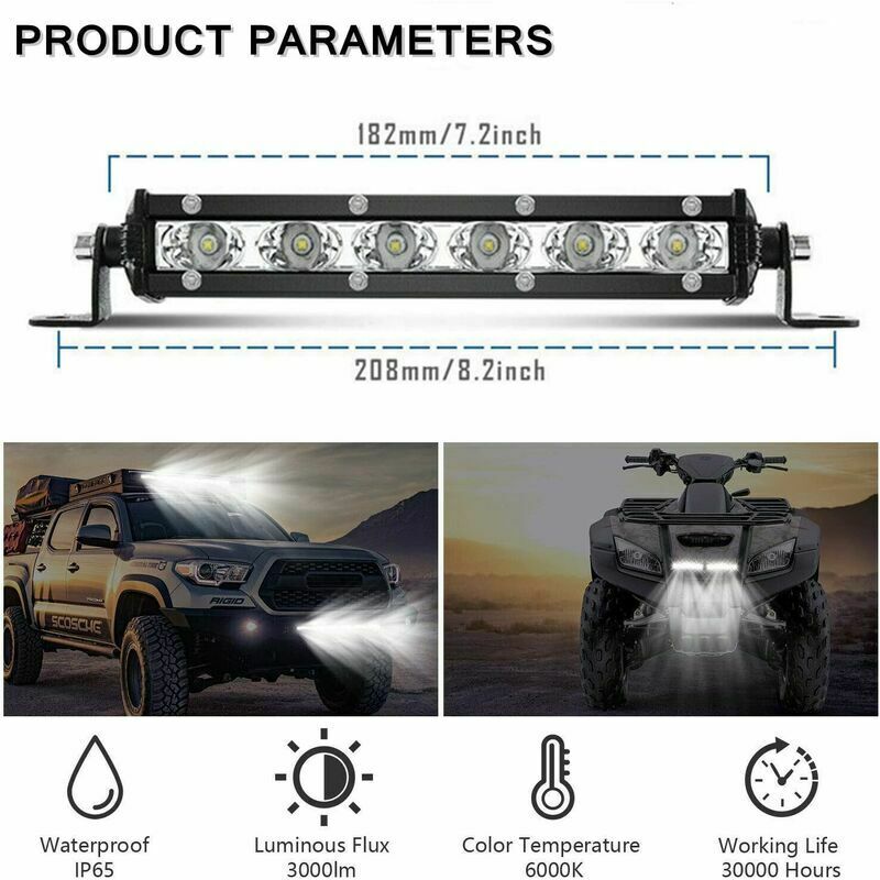 Lot de 2 Phare Led Moto, Phare de Travail à Led 12V-80V Longue Portee Moto  Led Light Bar DIY Pieces