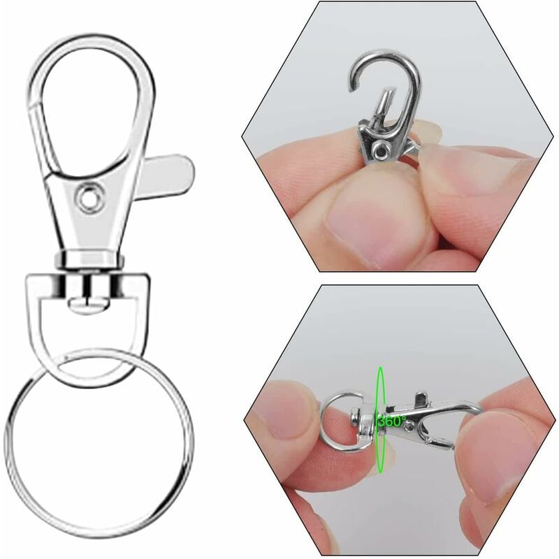 20 Mousquetons Porte-Clés VESANEAE 25mm - Pivotants 360° - Alliage Zinc - Pour DIY & Animaux