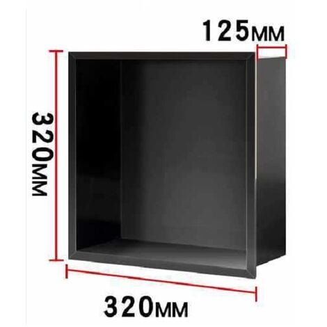 Niche Douche encastrable, Niche douch, etagère de Douche encastrée en Acier Inoxydable pour Rangement des shampooings, 32× 32 cm, Anthracite（Les Dimension du Trou Mural：30×30×12.5 CM）