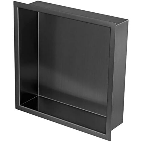 Niche Douche encastrable, Niche douch, etagère de Douche encastrée en Acier Inoxydable pour Rangement des shampooings, 32× 32 cm, Anthracite（Les Dimension du Trou Mural：30×30×12.5 CM）