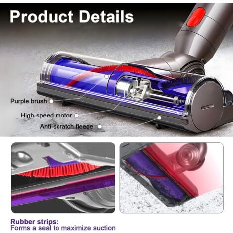 Accessoire pour aspirateur, Compatible avec Dyson V7 V8 V10 V11 V15, pièce de rechange, tête électrique pour tapis de sol en bois dur SV10 SV11 SV12 SV14