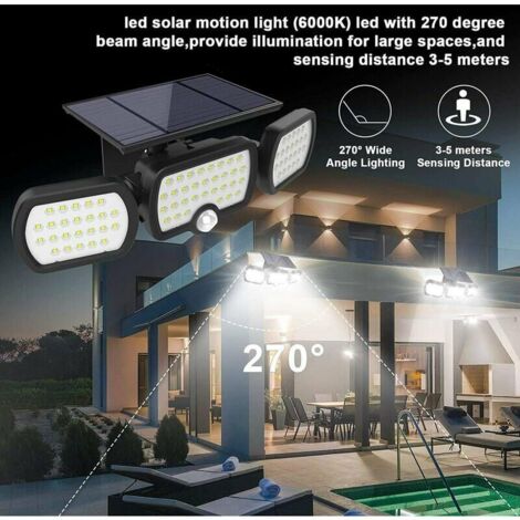 Lampe Solaire Extérieur,(pack de 2) 74 LED, étanche IP65, éclairage grand angle 360 °, lumière solaire avec détecteur de mouvement, pour jardin, entrée