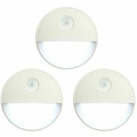 3pcs détecteur de mouvement lumière intérieur, sans éblouissement à piles sans fil led veilleuse pour placard toilette chambre salle de bain armoire cuisine couloir escalier