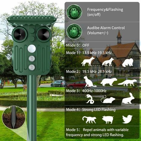 Répulsif Chat Exterieur, Ultrason Solaire Répulsif Chat Avec Flash Led, Ip66 Étanche Ultrason Animaux Solaire Pour Chats, Chiens, Oiseaux, Souris, Serpent